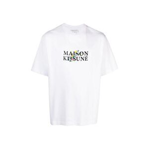 MAISON KITSUNE Floral Logo Cotton T-Shirt Men WHITE T-Shirts
